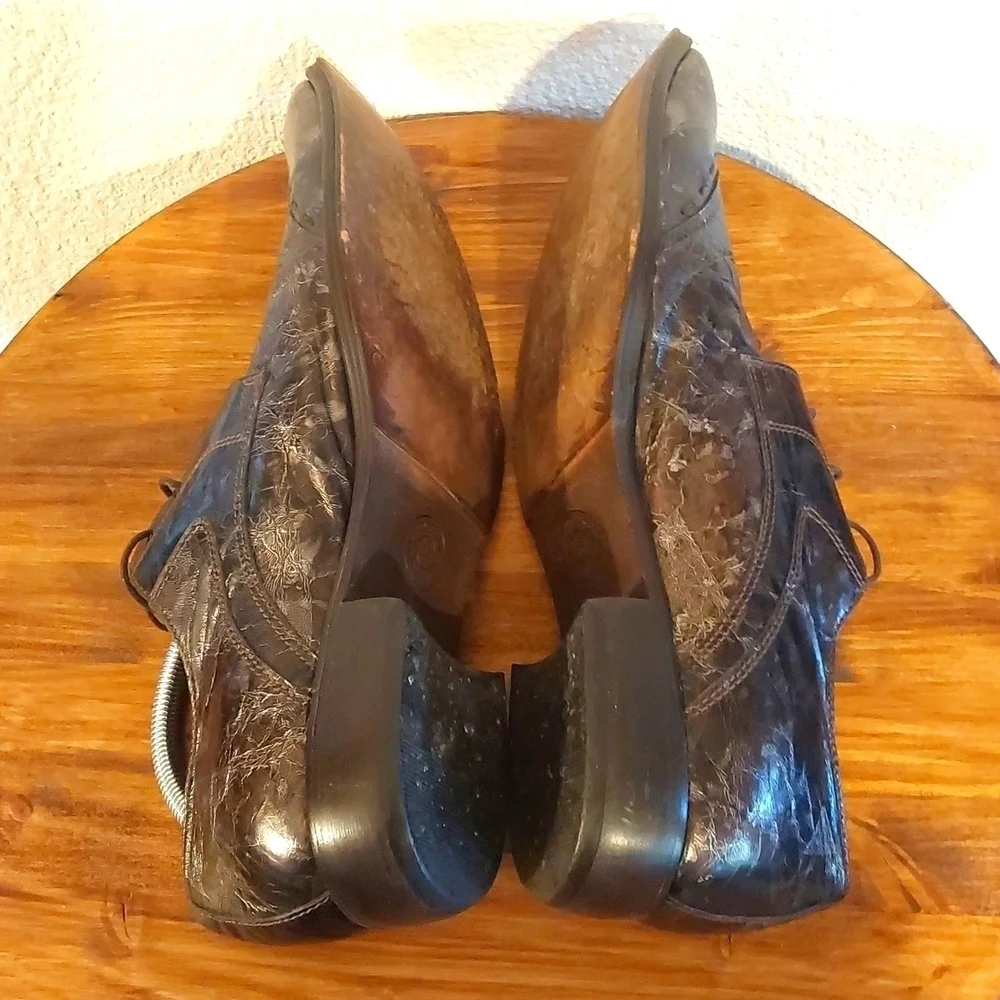 San Marina |Men's Black/Silver Marbled Leather Oxford Dress Shoes Formal Sz.11